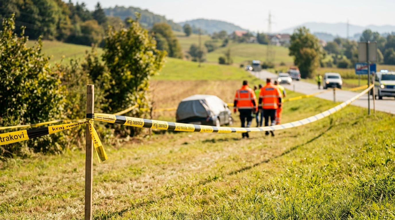 27-letnik huje poškodovan v nočni nesreči v krožišču v Vrtojbi